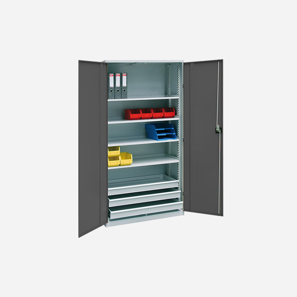 Robuste Schranksysteme für Werkstatt & Lager – individuell konfigurierbar in 28 Farben