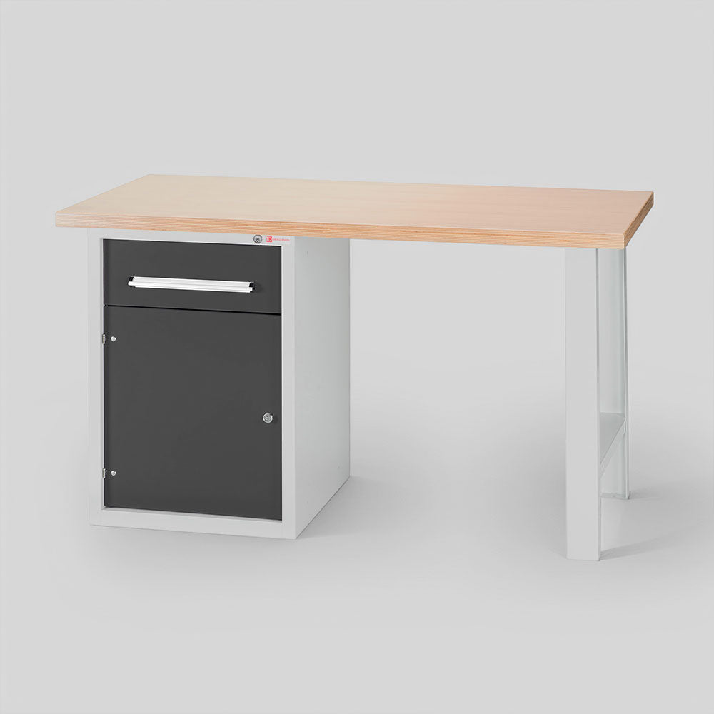 Arbeitstisch 1500 800/T1 mit Unterbauschrank, Schublade & Türe – perfekt für Werkstätten