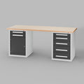 Arbeitstisch 2000 800/T2/5 mit 2x Unterbauschrank, Schubladen & Türe – maximaler Stauraum