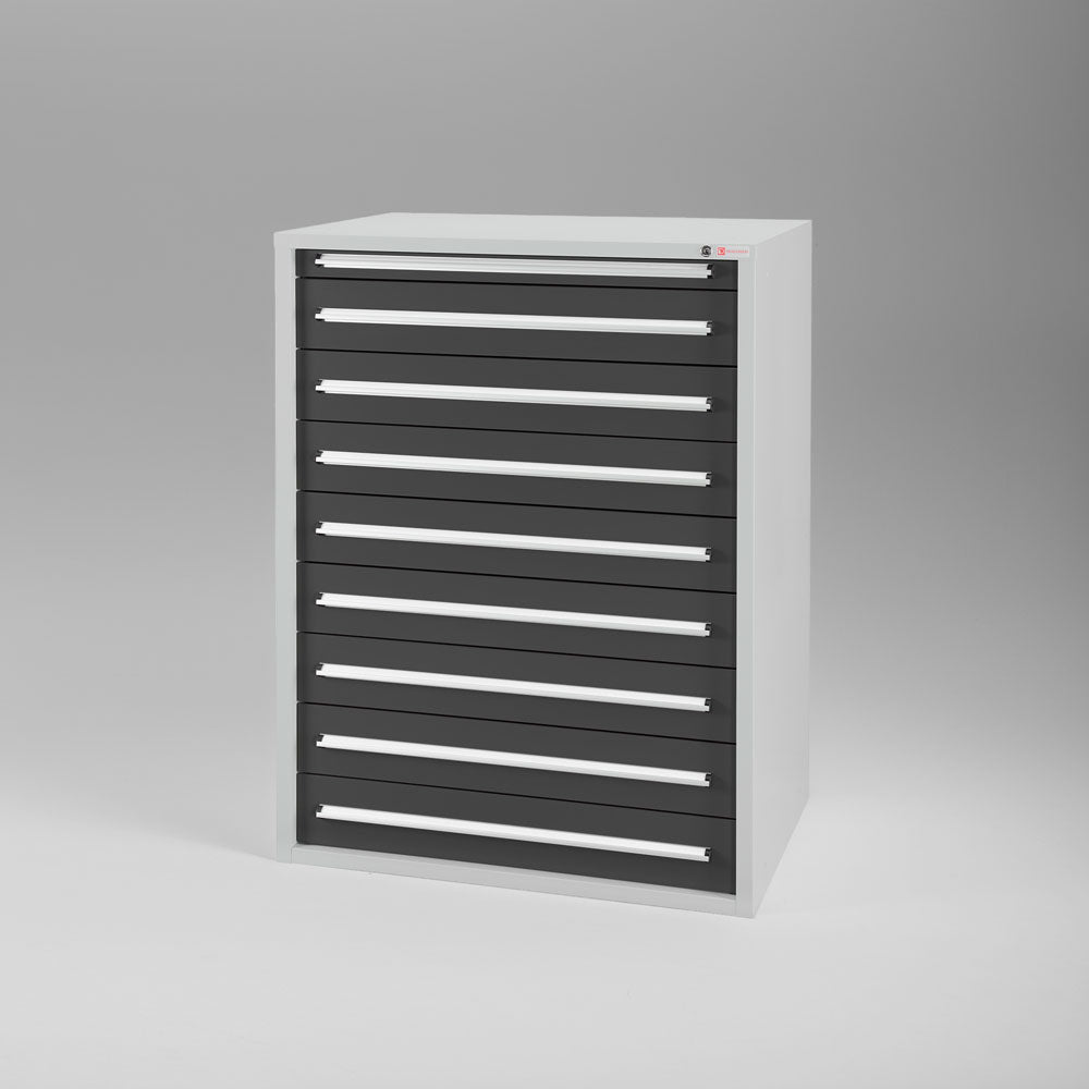 Schubladenschrank B7 1328/9 - Werkstattschrank mit 9 Schubladen für die Organisation von Kleinteilen. Individuell in 28 verschiedenen Farben nach Wunsch konfigurierbar.