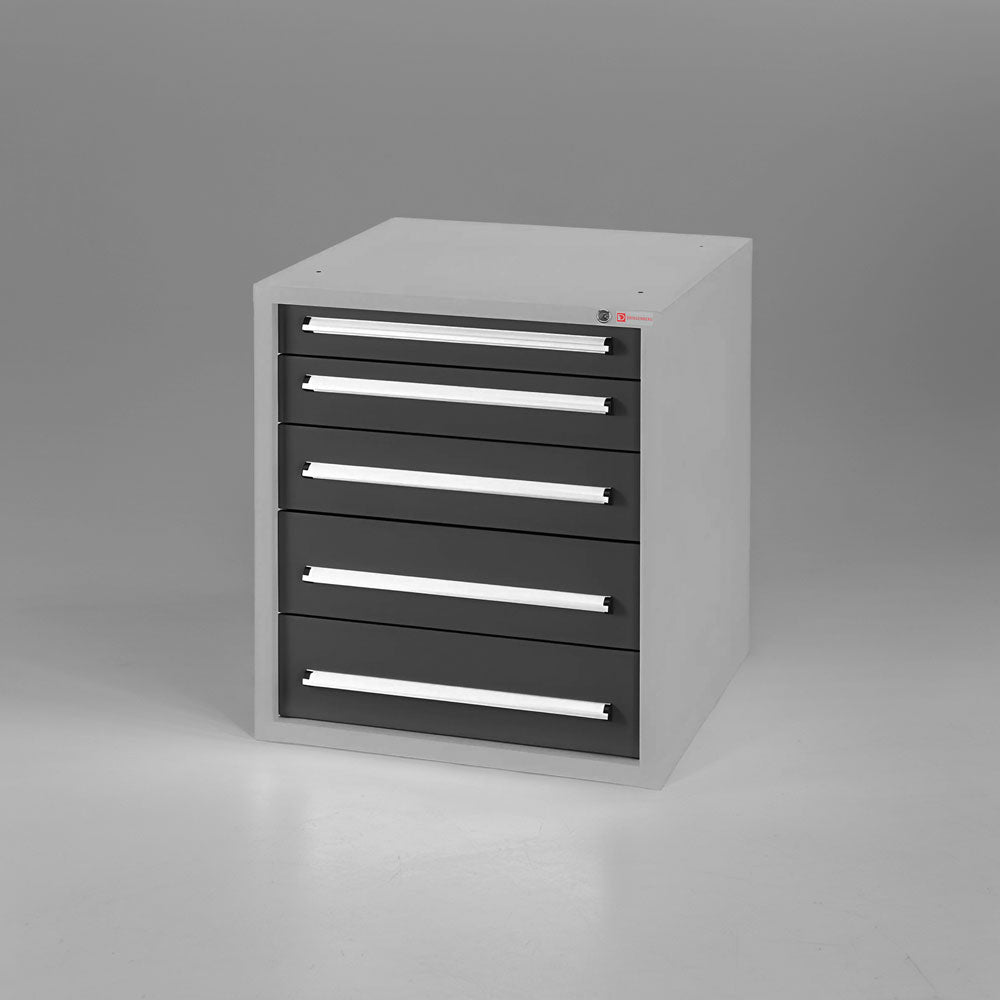 Schubladenschrank S7 800/5 - Kompakter Werkstattschrank mit 5 Schubladen wahlweise mit 85% Teil- oder 100% Vollauszug. Individuell in 28 verschiedenen Farben nach Wunsch konfigurierbar.