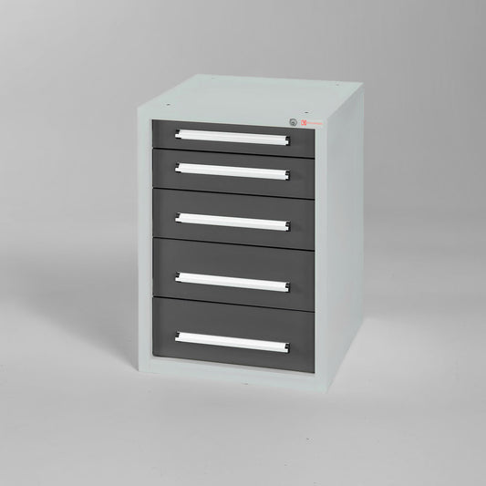 Unterbauschrank 800/5 - Stabiler Schrank mit 5 Schubladen für professionelle Nutzung. Individuell in 28 verschiedenen Farben nach Wunsch konfigurierbar.