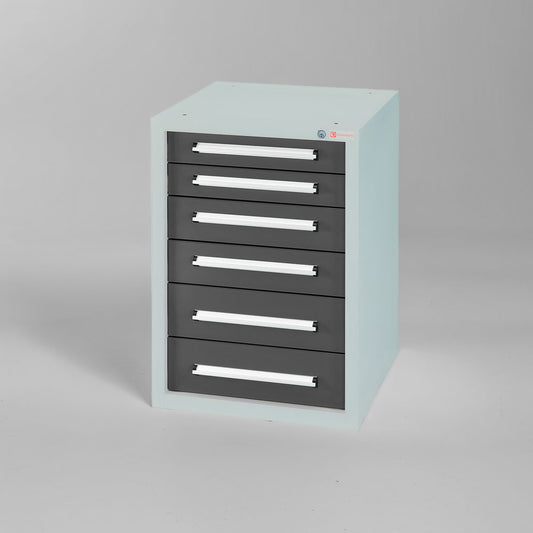 Unterbauschrank 800/6 - Viel Stauraum mit 6 Schubladen für Werkbänke. Individuell in 28 verschiedenen Farben nach Wunsch konfigurierbar. Ähnlich Lista Schrank.